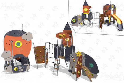 Raketa a balón J4082 detské ihriská tematické herné zariadenia metropolis obrázok 3d