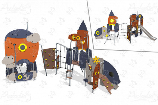 Raketa a balón J4092 detské ihriská tematické herné zariadenia metropolis obrázok 3d