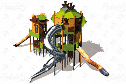 Veľká dvojitá veža J47202 detské ihriská tematické herné zariadenia adventure obrázok 3d