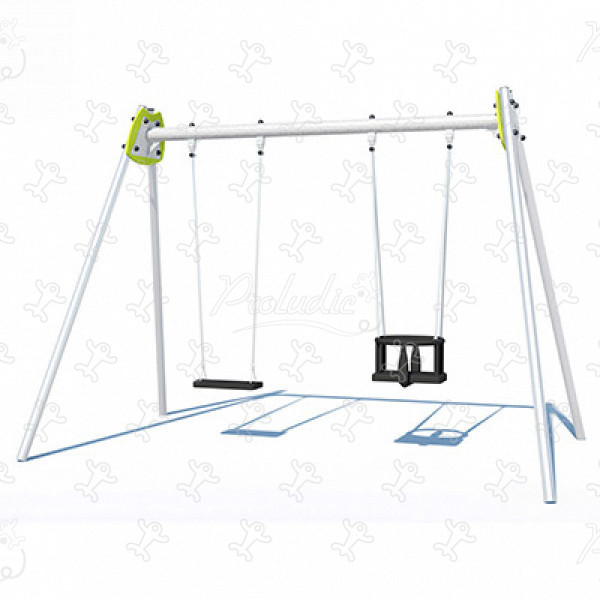 1 klasický sedák, 1 baby sedák J473 detské ihriská klasické herné zariadenia závesné hojdačky obrázok 3d
