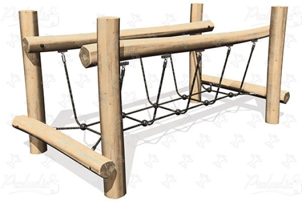 Lanový mostík J4902 detské ihriská sustainable natural wood equipment prekážkové cesty obrázok 3d
