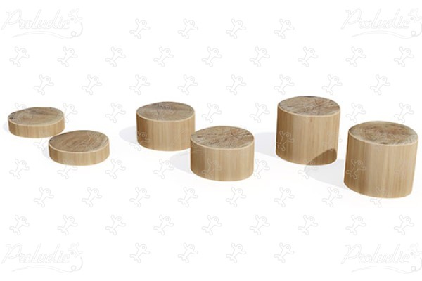 Balančné pníky J4904 detské ihriská sustainable natural wood equipment prekážkové cesty obrázok 3d