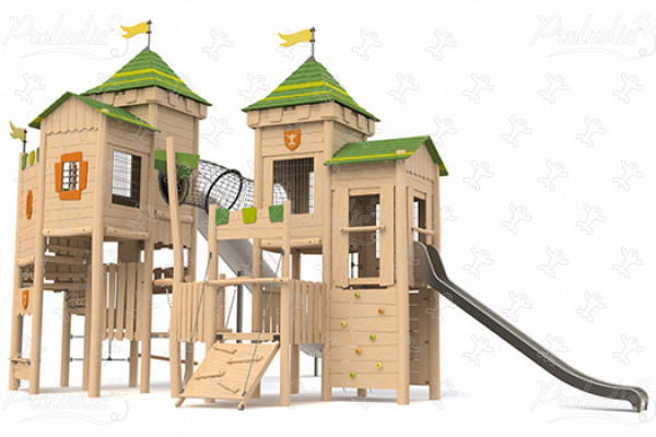 Zámok J49200® detské ihriská sustainable natural wood equipment multifunkčné zariadenia obrázok 3d