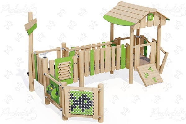 J49250® detské ihriská sustainable natural wood equipment multifunkčné zariadenia obrázok 3d