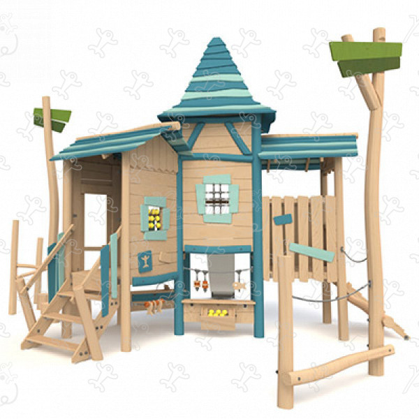 Rybárska dedinka J49304® detské ihriská sustainable natural wood equipment multifunkčné zariadenia obrázok 3d