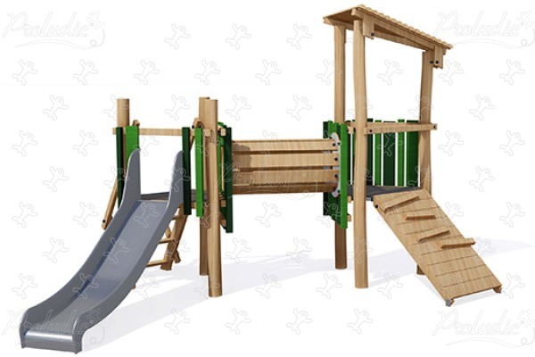 J4933-V detské ihriská sustainable natural wood equipment multifunkčné zariadenia obrázok 3d