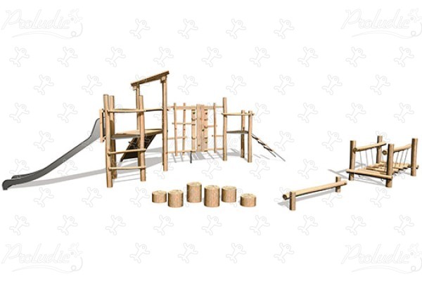 J4934 detské ihriská sustainable natural wood equipment multifunkčné zariadenia obrázok 3d