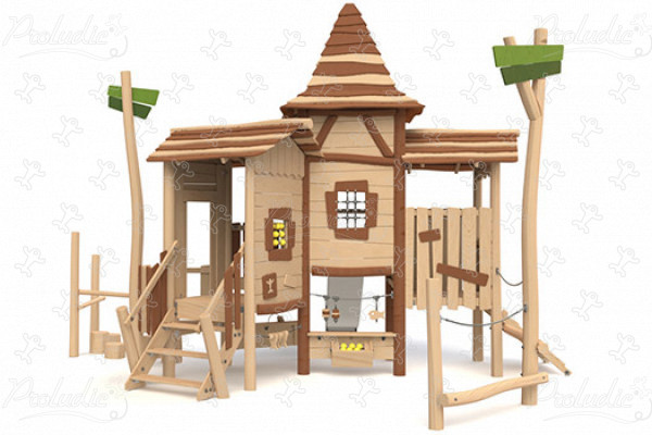 Mestečko J49404® detské ihriská sustainable natural wood equipment multifunkčné zariadenia obrázok 3d