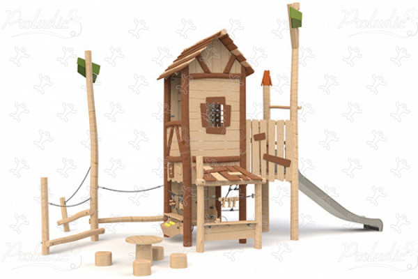 Hamlet J49405® detské ihriská sustainable natural wood equipment multifunkčné zariadenia obrázok 3d