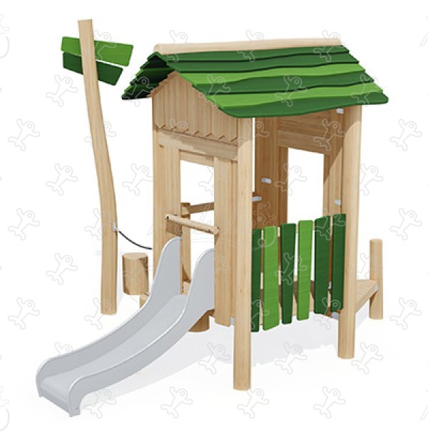 Chatka J49412® detské ihriská sustainable natural wood equipment multifunkčné zariadenia obrázok 3d
