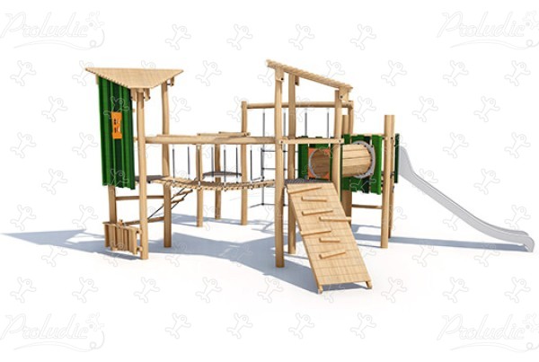 J4947-V detské ihriská sustainable natural wood equipment multifunkčné zariadenia obrázok 3d