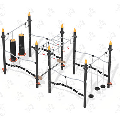 Parkur ninja slalom J5925® detské ihriská acti’fun acti’ninja obrázok 3d