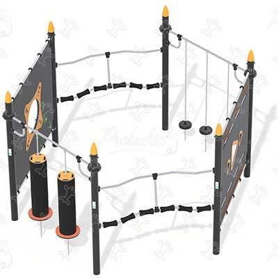 Parkur ninja hexagon J5926® detské ihriská acti’fun acti’ninja obrázok 3d